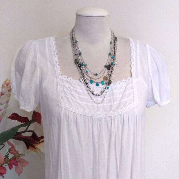 Vintage NEW Andante Handmade 7 Strand Teal Blue Beads Silver Necklace & Earrings - Picture 3 of 9